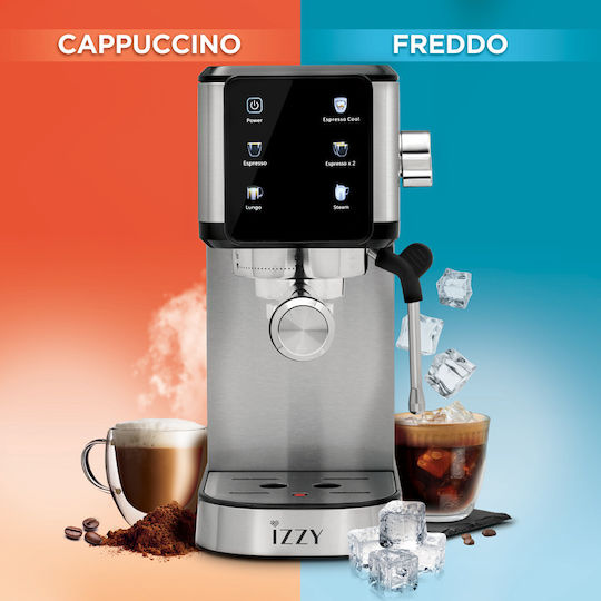Izzy Μηχανή Espresso 1450W Πίεσης 20bar Ασημί IZ-6024