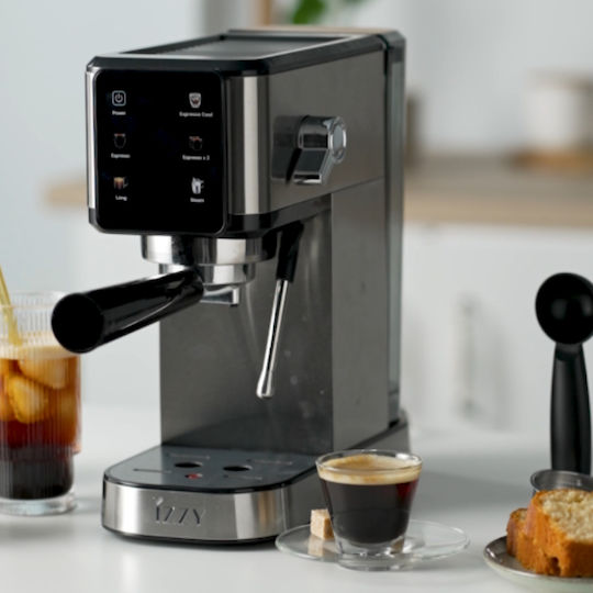 Izzy Μηχανή Espresso 1450W Πίεσης 20bar Ασημί IZ-6024