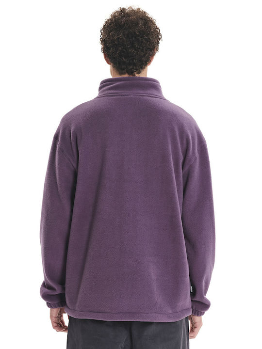 Men's Fleece Cardigan Purple