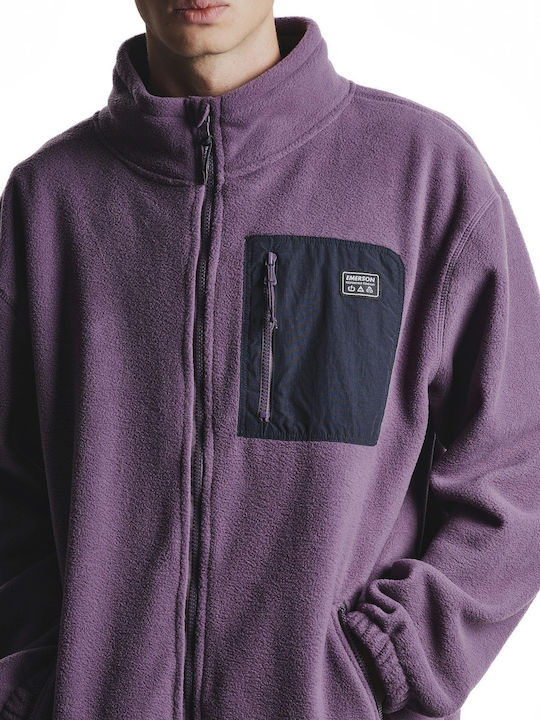 Men's Fleece Cardigan Purple
