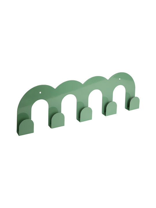 Wall Hanger A-s Cherie Metal 5 Hooks Green 50x15.7x3.3cm