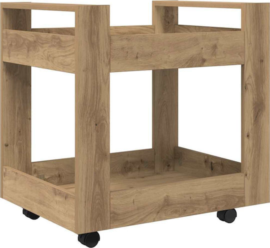 Cabinet De Birou Din Lemn Cu Roți Nuanță De Stejar Artisan 60x45x60cm