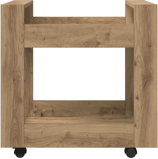 Cabinet De Birou Din Lemn Cu Roți Nuanță De Stejar Artisan 60x45x60cm