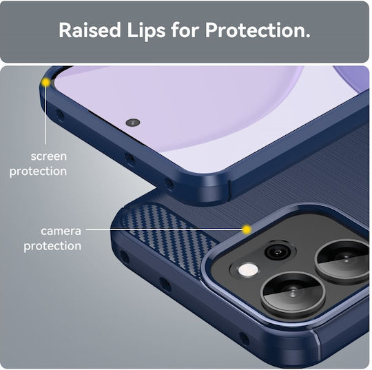 Carbon Fiber Back Cover Silicone Blue (Oppo Reno14F)