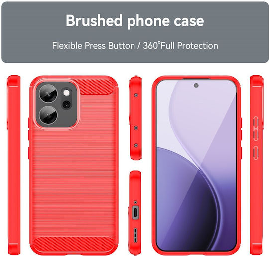 Carbon Fiber Back Cover Silicone Red (Oppo Reno14F)