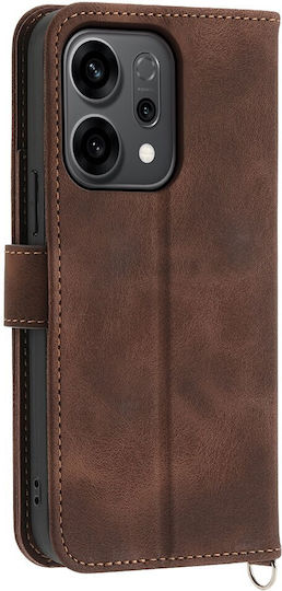 Flowers Embossed Wallet Καφέ (Oppo Reno14F)