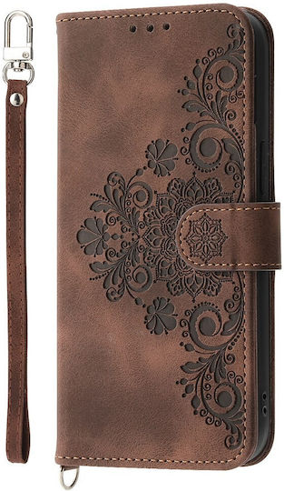 Flowers Embossed Wallet Καφέ (Oppo Reno14F)