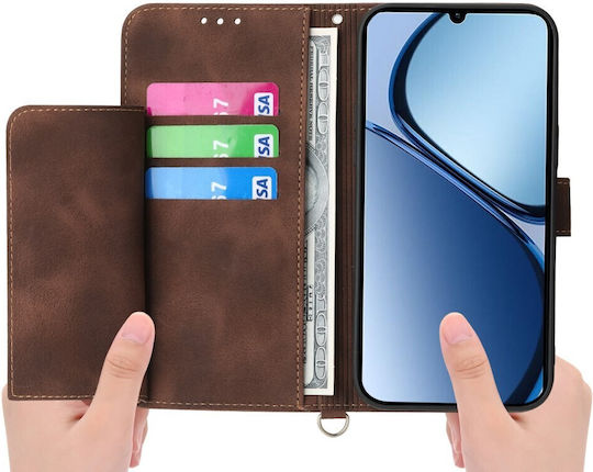 Flowers Embossed Wallet Καφέ (Oppo Reno14F)