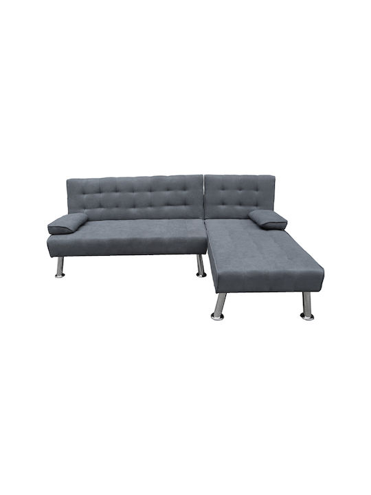 Brisk Corner Couch Bed with Reversible Angle Charcoal 200x146x75cm