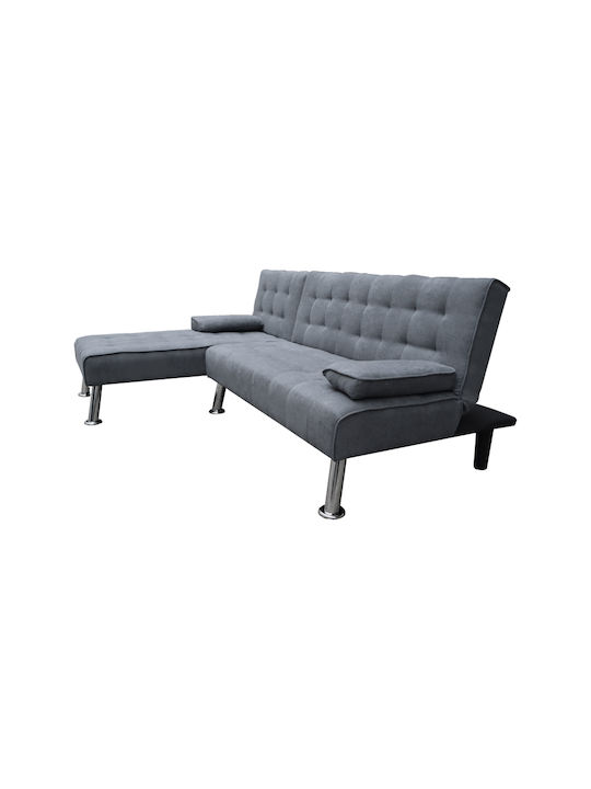 Brisk Corner Couch Bed with Reversible Angle Charcoal 200x146x75cm