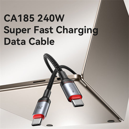 Yesido Braided USB 2.0 Cable USB-C male - USB-C 240W Black 2m