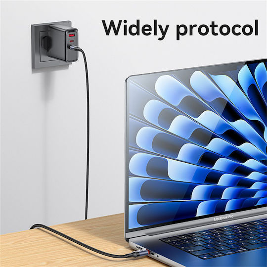 Yesido Braided USB 2.0 Cable USB-C male - USB-C 240W Black 1.2m