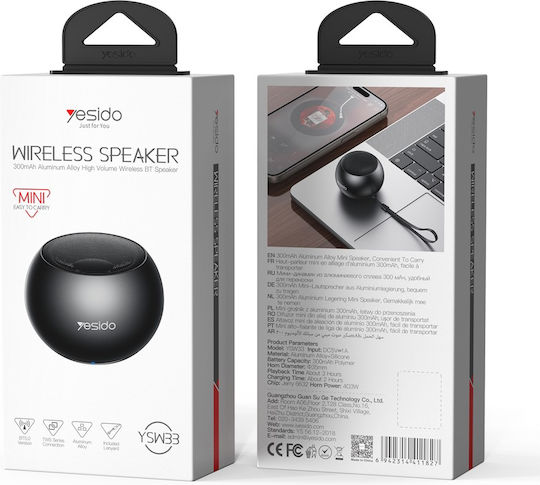 Yesido YSW33 Bluetooth Speaker 3W Black