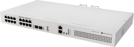 MikroTik CRS418-8P-8G-2S+5AXQ2AXQ-RM v7 Managed L2 PoE+ Switch με 16 Θύρες Gigabit (1Gbps) Ethernet και 2 SFP Θύρες