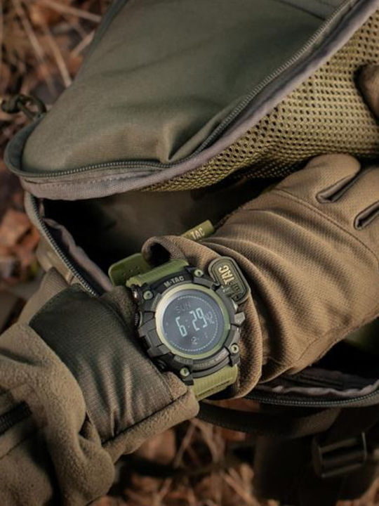 M-Tac Дигитален Мъжки Часовник На Батерия със Зелен Каучуков Каишка