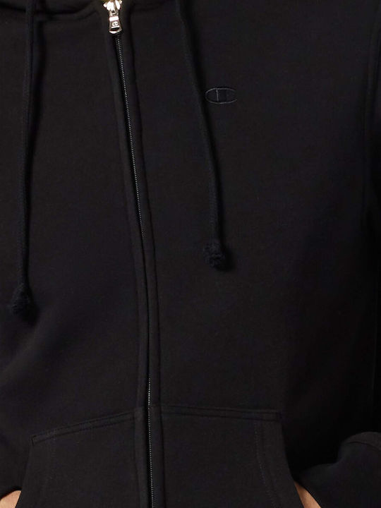 Sweatshirt Cardigan With Black Hood