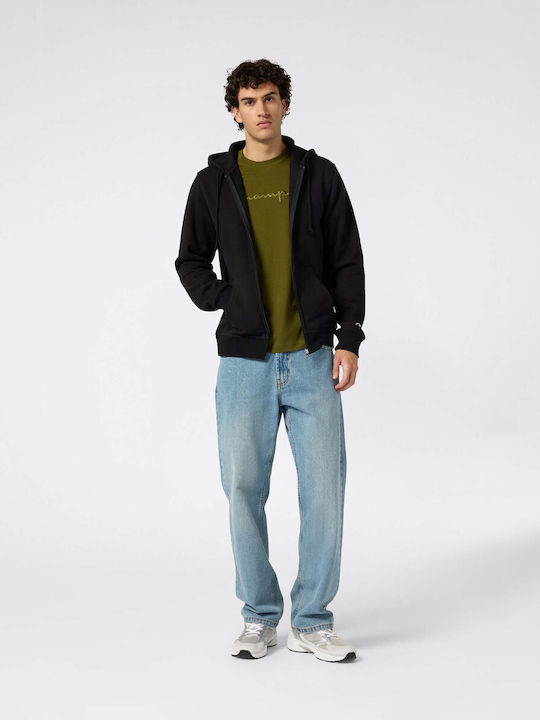 Sweatshirt Cardigan With Black Hood