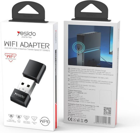 Yesido Αντάπτορας Δικτύου USB με Ασύρματη Σύνδεση Wi-Fi 150Mbps
