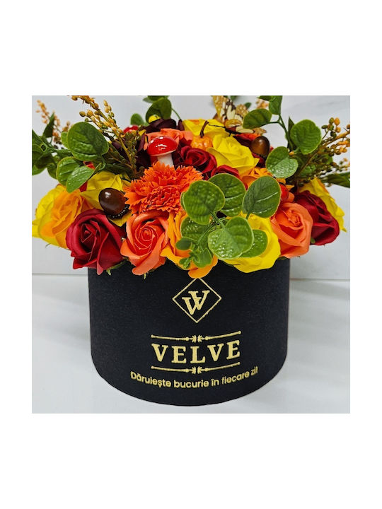 Halloween Floral Arrangement Amber Dream In Round Box 49 Soap Roses Carnations Pumpkins Acorns Mushrooms Halloween Floral Arrangement Amber Dream In Round Box 49 Soap Roses Carnations Pumpkins Acorns Mushrooms