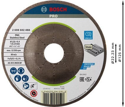 Bosch Δίσκος Λείανσης Μετάλλου 125mm
