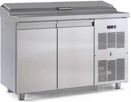 Inox Dobros Edelstahl Kühltisch Salat mit 2 Türen und Kühlaggregat L135xB70xH126cm