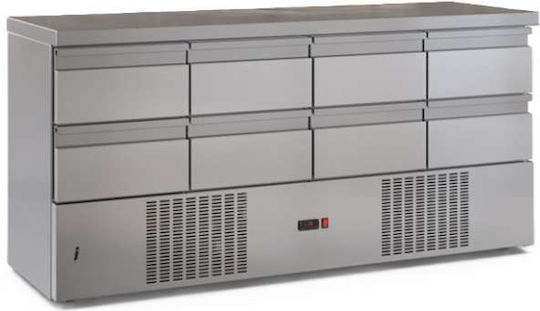 Inox Dobros Commercial Refrigerator with 8 Drawers L180xD60xH87cm