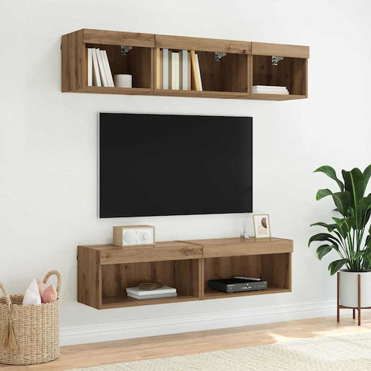 TV-Ständer mit LED-Beleuchtung Artisan Eiche M60xT30xH30cm