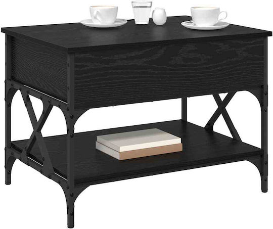Rectangular Side Table Made of Solid Wood with Lifting Mechanism Black Beech W70xL50xH50cm