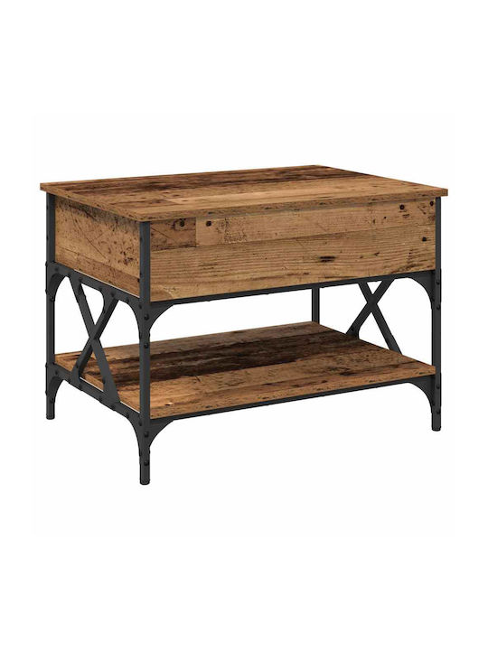 Rectangular Side Wooden Coffee Table with Lifting Mechanism Old Wood W70xL50xH50cm