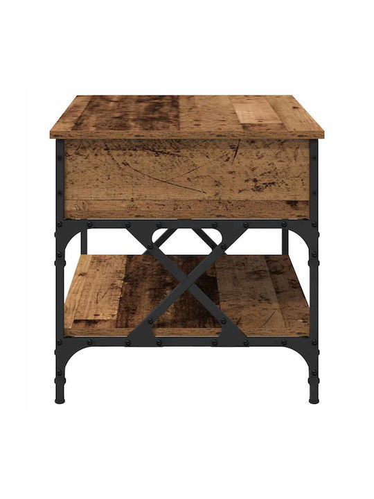 Rectangular Side Wooden Coffee Table with Lifting Mechanism Old Wood W70xL50xH50cm