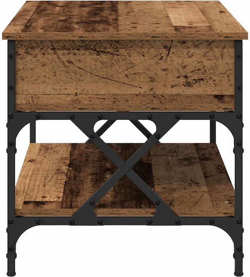 Rectangular Side Wooden Coffee Table with Lifting Mechanism Old Wood W70xL50xH50cm