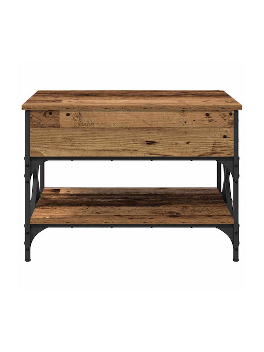 Rectangular Side Wooden Coffee Table with Lifting Mechanism Old Wood W70xL50xH50cm