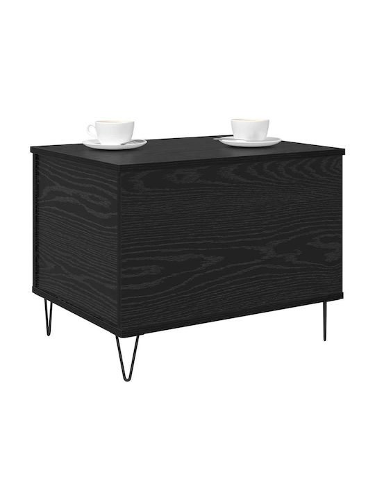 Rectangular Side Table made of Solid Wood with Lifting Mechanism Black Oak 60x44.5x45cm