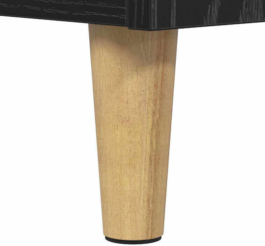 Wooden Bedside Table with Metal Legs Black 50x40x40cm