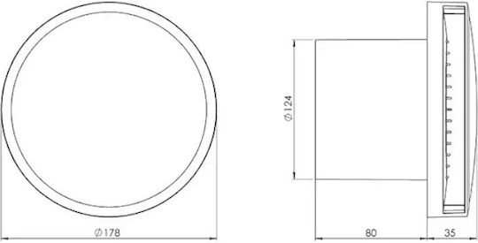 Europlast Επιτοίχιος Εξαεριστήρας Μπάνιου 125mm Μαύρος