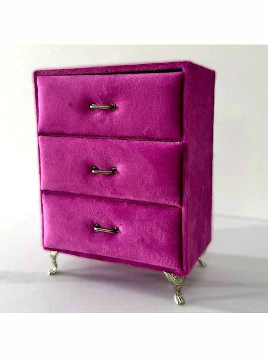 Velve Casetă Pentru Bijuterii Cu Sertar Fuchsia 20x15cm