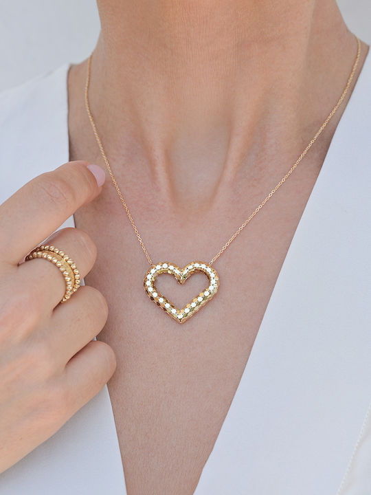 Kritsimis Necklace with design Heart from Gold 14K