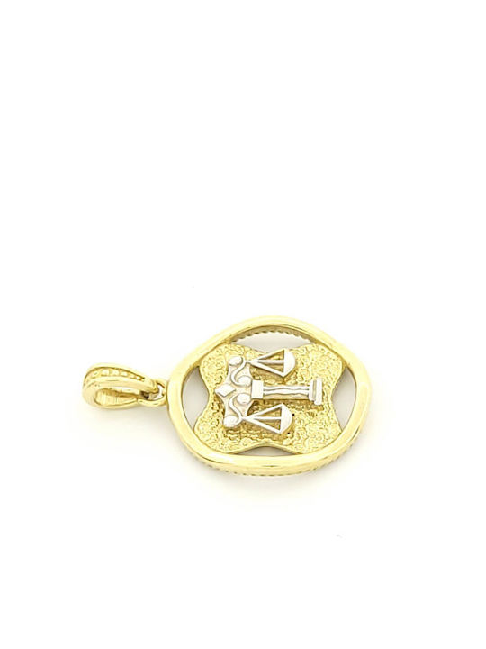 Kirkikosmima Charm Talisman Konstantin Tierkreiszeichen Waage aus 9K Gold