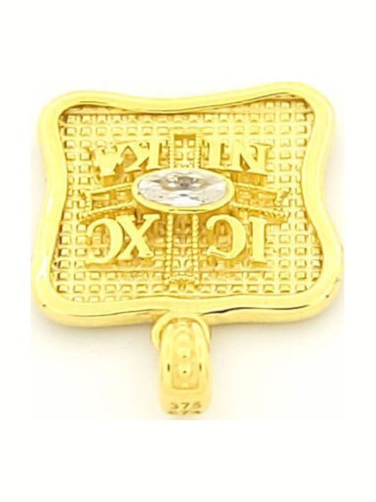 Anagnostakis Charm Talisman Constantine with Stones made of 9 K Gold with Zircon
