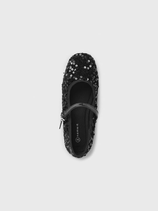 Kids Ballerinas with Adjustable Metal Clasp Black