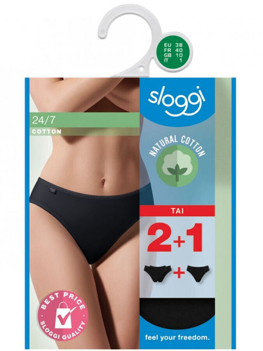 24/7 Tai Βαμβακερά Γυναικεία Slip 3Pack Μαύρα