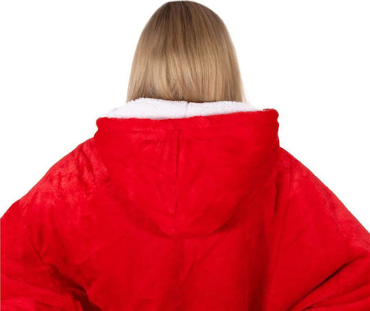 Pătură Fleece Cu Mâneci 82x88cm Roșu