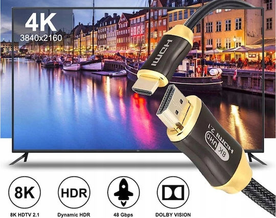 Verk Group HDMI 2.1 Ultra High Speed 48Gbps 4K 120Hz HDR VRR Kabel HDMI-Stecker - HDMI-Stecker 2m Schwarz