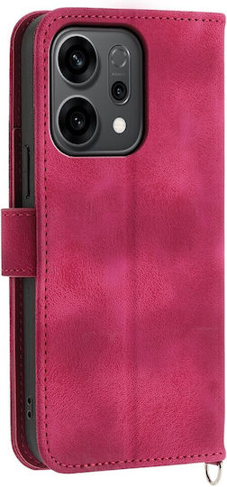 Flowers Embossed Wallet Μπορντό (Oppo Reno14F)