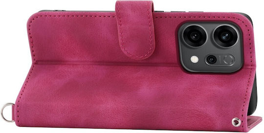Flowers Embossed Wallet Μπορντό (Oppo Reno14F)