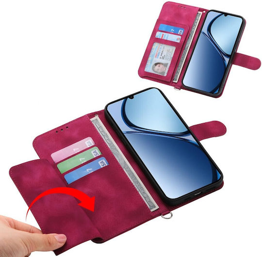 Flowers Embossed Wallet Μπορντό (Oppo Reno14F)