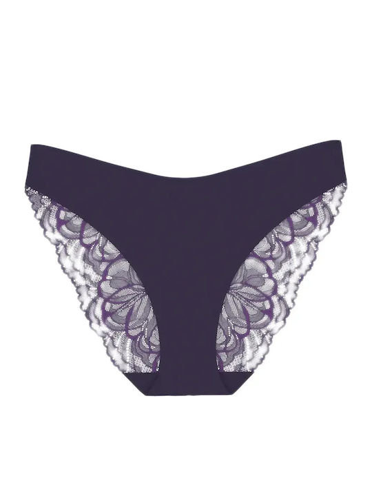 Body Make-up Women's Slip with Lace Dark Blue/Purple