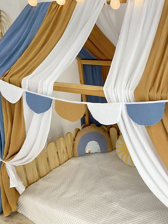 Velvet White Multicolour Baby Mosquito Net for Cradle