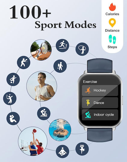 Ruimen D1 Smartwatch with SIM and Heart Rate Monitor (Silver)