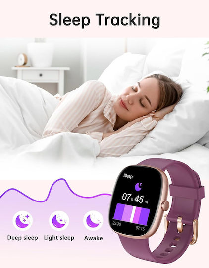 Huakua Smartwatch με Παλμογράφο (Μωβ)